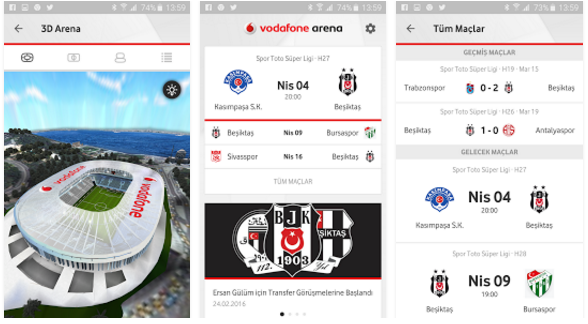 Vodafone Arena Uygulaması Android iPhone